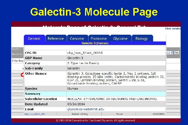 Galectin-3 Molecule Page of Galectin-3: General Tab Galectin-3 selected 