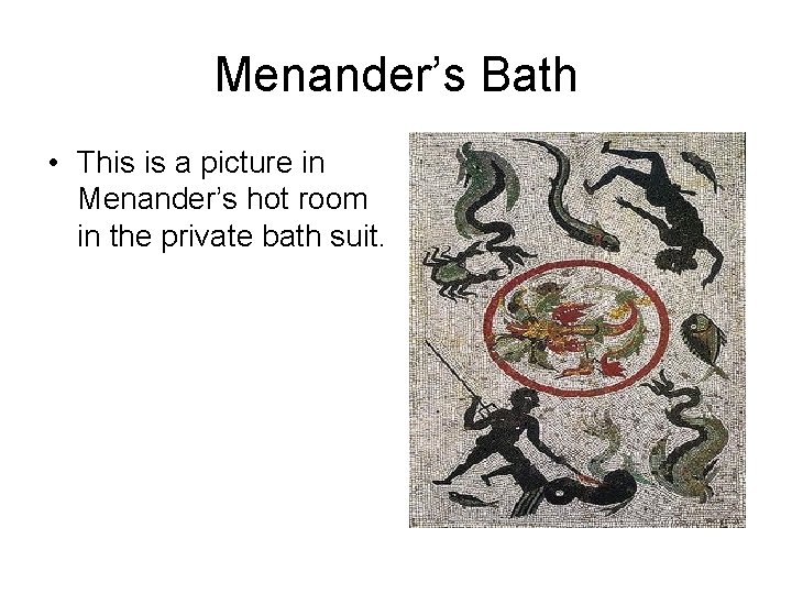 Menander’s Bath • This is a picture in Menander’s hot room in the private