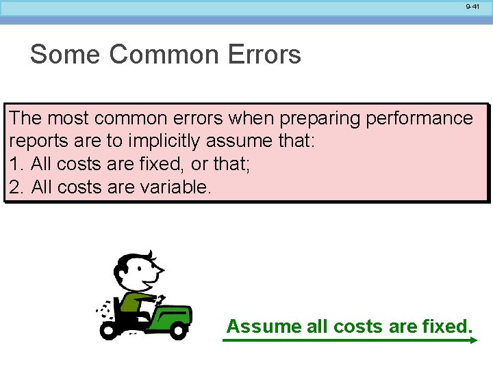 9 -41 Some Common Errors The most common errors when preparing performance reports are
