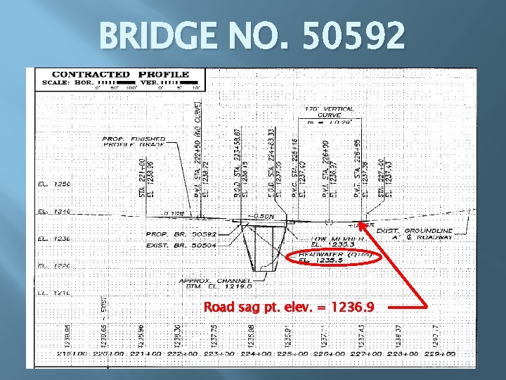 BRIDGE NO. 50592 Road sag pt. elev. = 1236. 9 