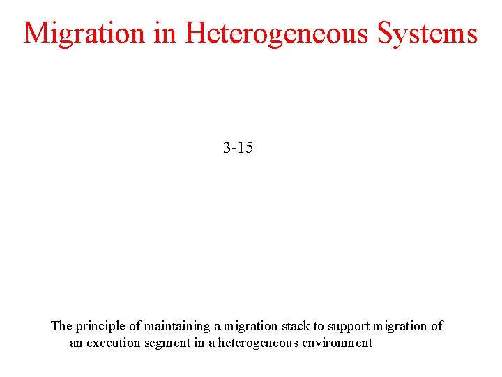 Migration in Heterogeneous Systems 3 -15 The principle of maintaining a migration stack to