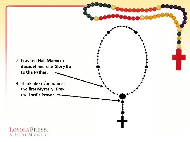 5. Pray ten Hail Marys (a decade) and one Glory Be to the Father.