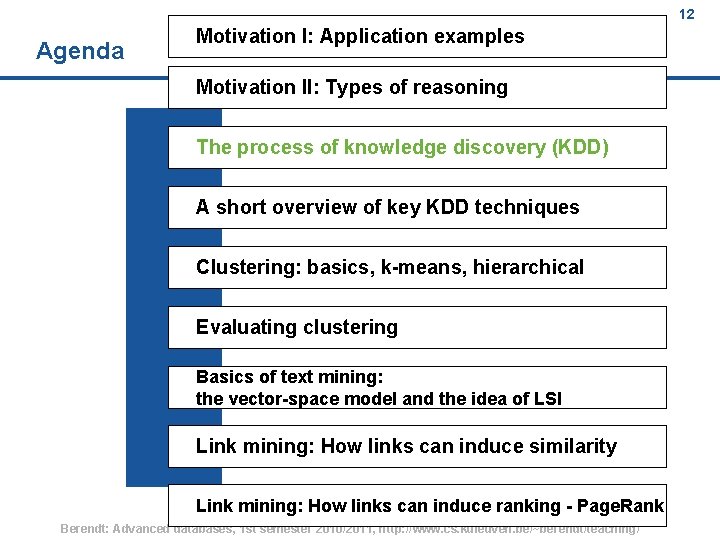 12 Agenda Motivation I: Application examples Motivation II: Types of reasoning The process of