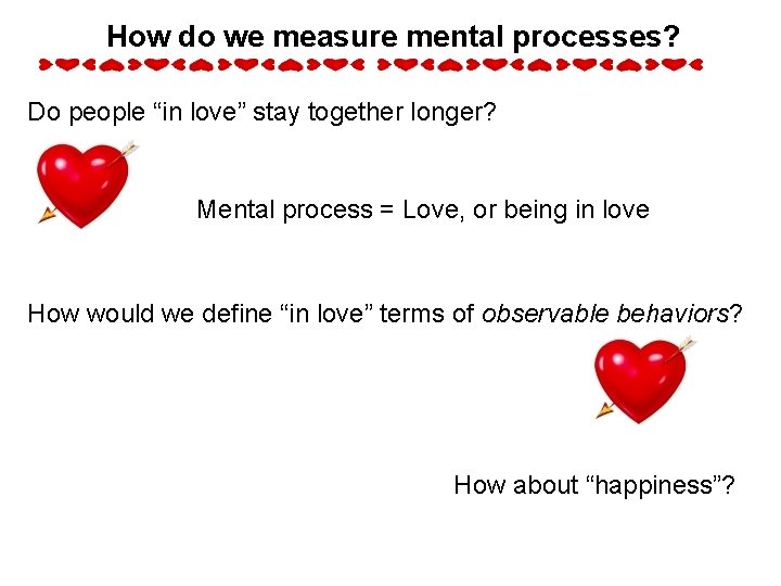 How do we measure mental processes? Do people “in love” stay together longer? Mental