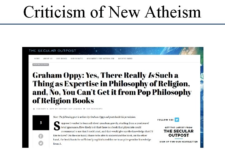 Criticism of New Atheism 