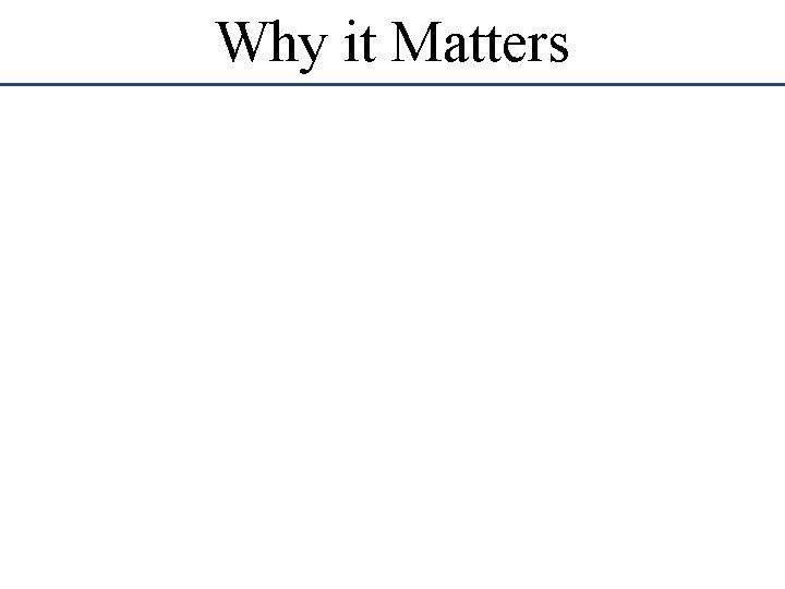 Why it Matters 