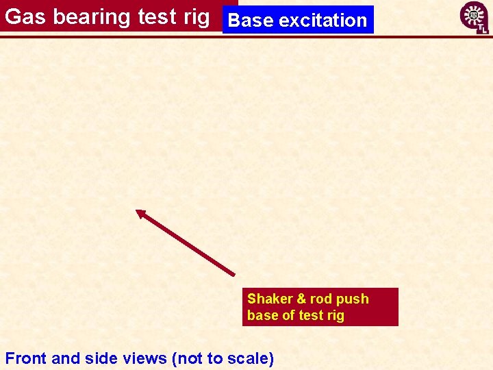 Gas bearing test rig Base excitation Shaker & rod push base of test rig