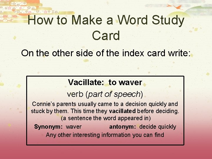 How to Make a Word Study Card On the other side of the index