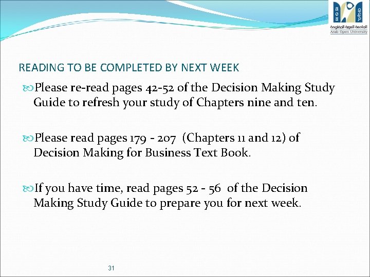 READING TO BE COMPLETED BY NEXT WEEK Please re-read pages 42 -52 of the