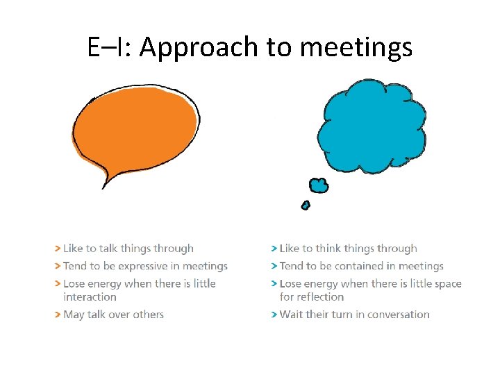 E–I: Approach to meetings 