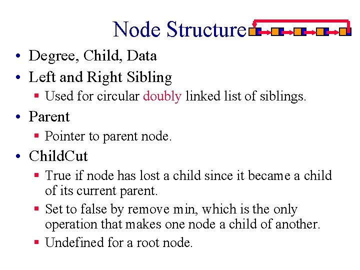 Node Structure • Degree, Child, Data • Left and Right Sibling § Used for