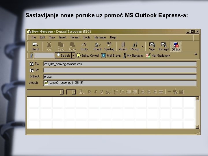 Sastavljanje nove poruke uz pomoć MS Outlook Express-a: 