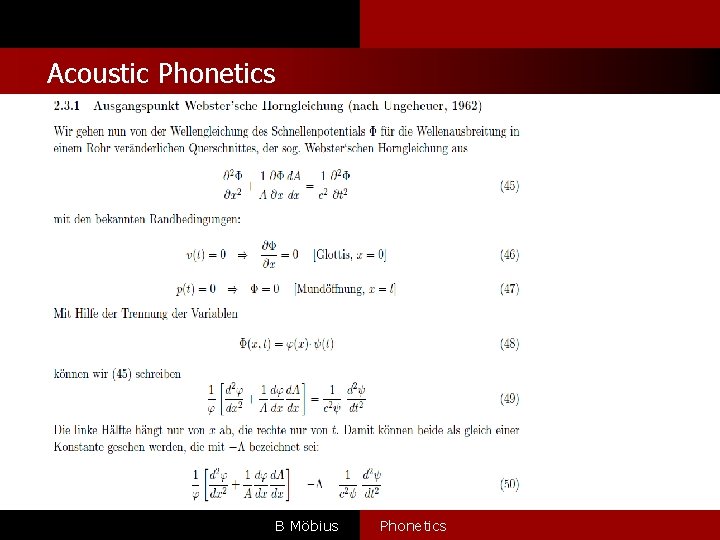 Acoustic Phonetics B Möbius Phonetics 