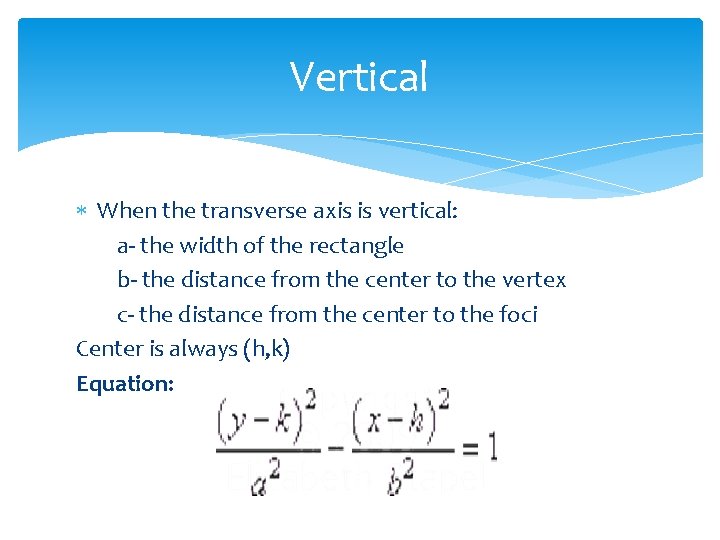 Vertical When the transverse axis is vertical: a- the width of the rectangle b-