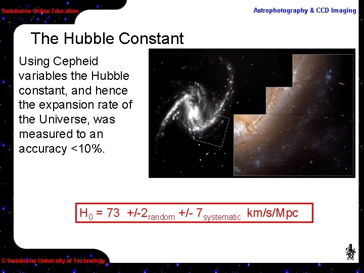 The Hubble Constant Using Cepheid variables the Hubble constant, and hence the expansion rate