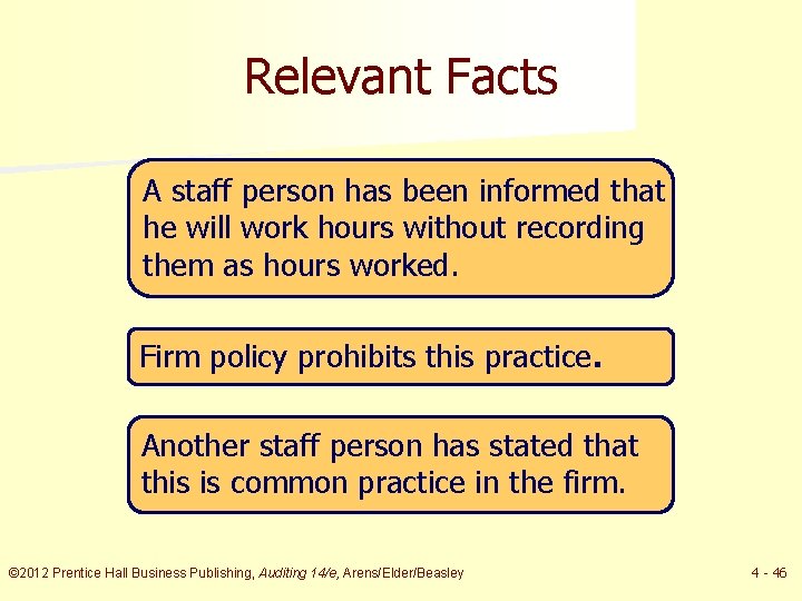 Relevant Facts A staff person has been informed that he will work hours without