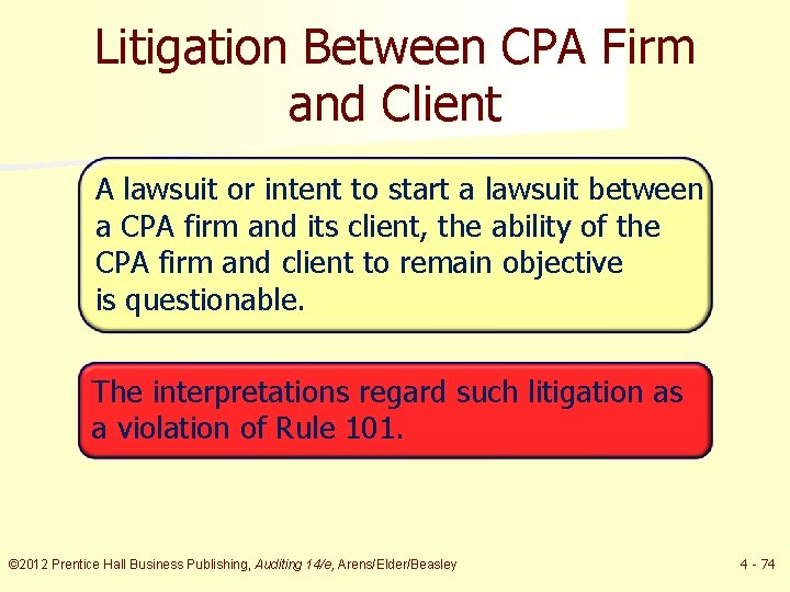 Litigation Between CPA Firm and Client A lawsuit or intent to start a lawsuit