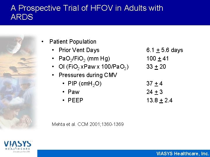 A Prospective Trial of HFOV in Adults with ARDS • Patient Population • Prior