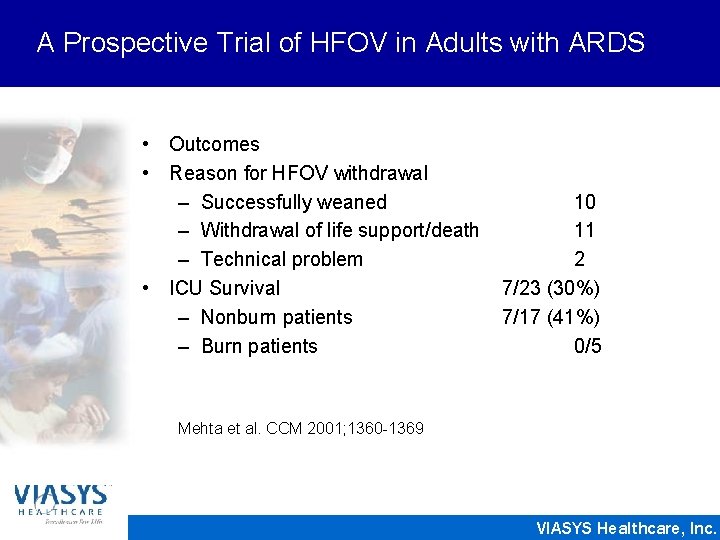 A Prospective Trial of HFOV in Adults with ARDS • Outcomes • Reason for
