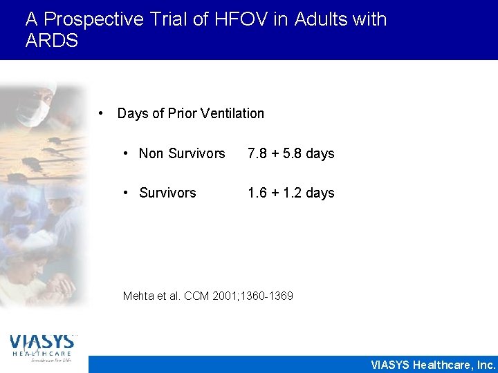 A Prospective Trial of HFOV in Adults with ARDS • Days of Prior Ventilation