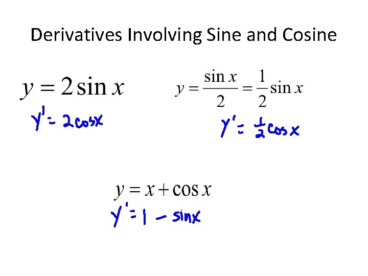 Derivatives Involving Sine and Cosine 