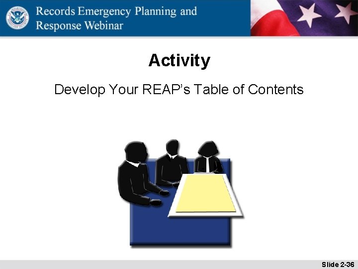 Activity Develop Your REAP’s Table of Contents Slide 2 -36 