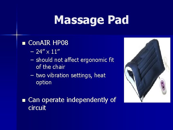 Massage Pad n Con. AIR HP 08 – 24” x 11” – should not