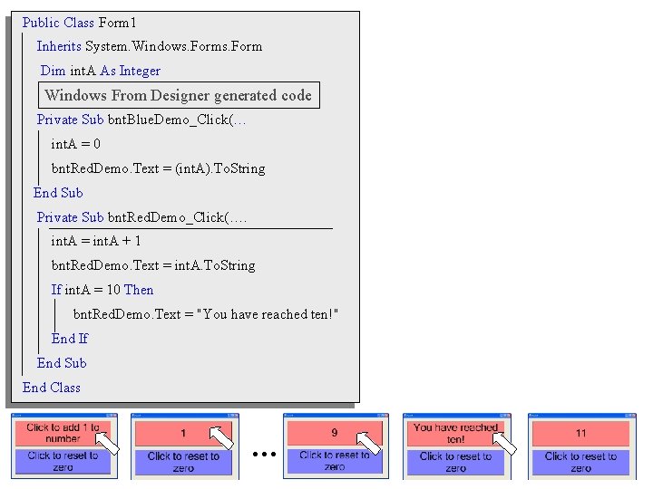 Public Class Form 1 Inherits System. Windows. Form Dim int. A As Integer Windows