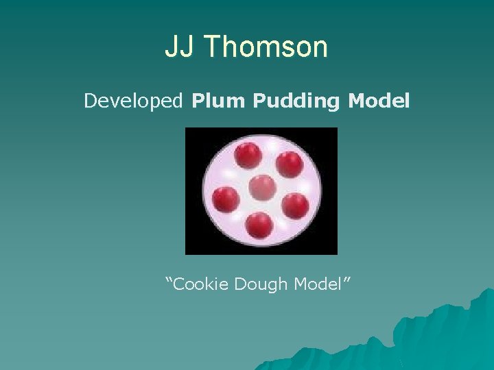 JJ Thomson Developed Plum Pudding Model “Cookie Dough Model” 