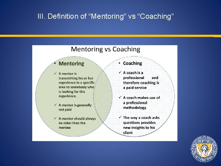 III. Definition of “Mentoring” vs “Coaching” 