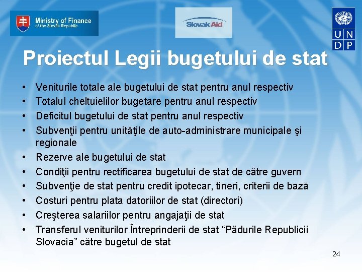 Proiectul Legii bugetului de stat • • • Veniturile totale bugetului de stat pentru