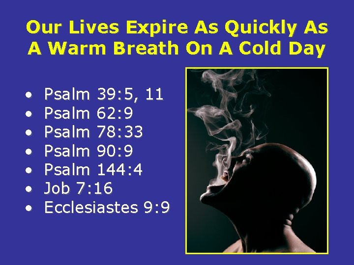 Our Lives Expire As Quickly As A Warm Breath On A Cold Day •