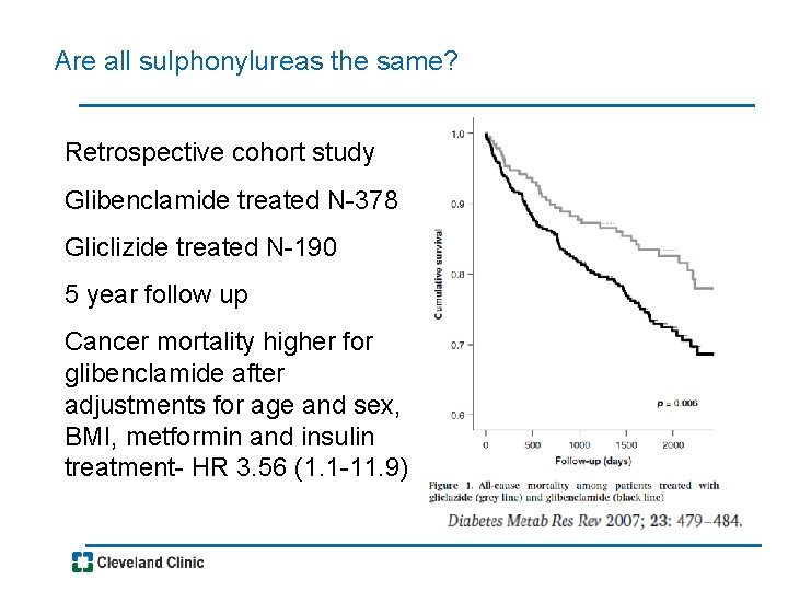 Are all sulphonylureas the same? Retrospective cohort study Glibenclamide treated N-378 Gliclizide treated N-190