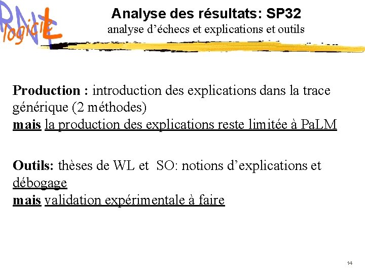 Analyse des résultats: SP 32 analyse d’échecs et explications et outils Production : introduction