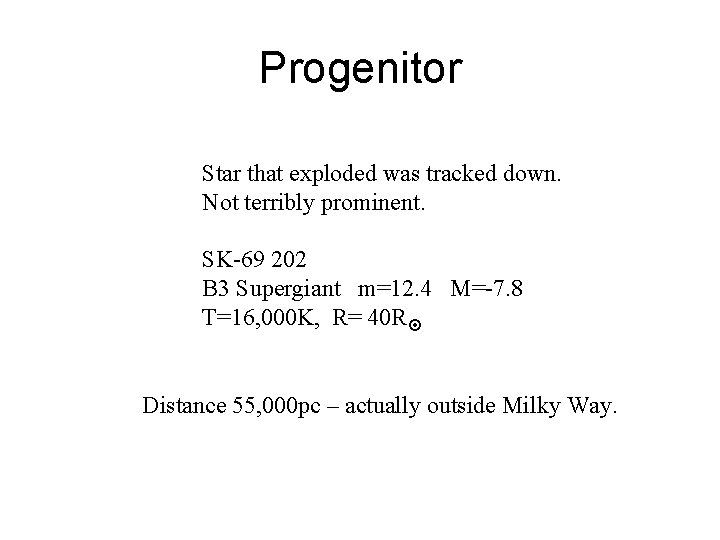 Progenitor Star that exploded was tracked down. Not terribly prominent. SK-69 202 B 3