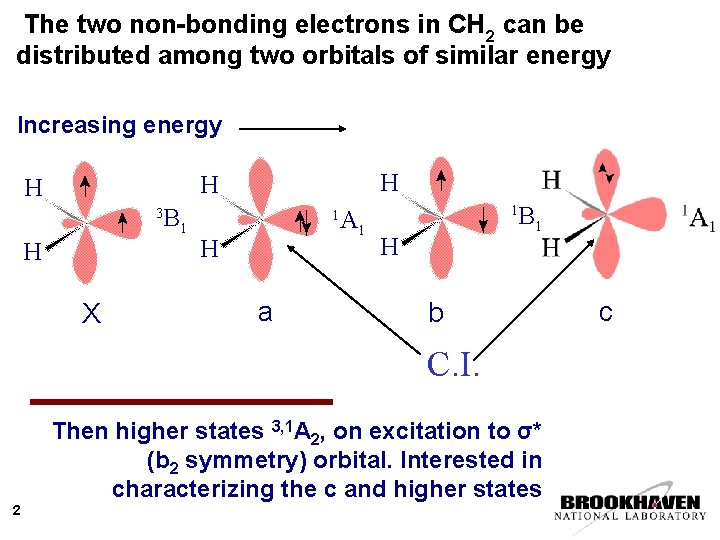 The two non-bonding electrons in CH 2 can be distributed among two orbitals of