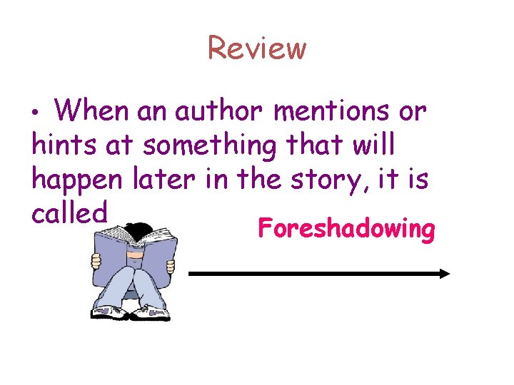 Review When an author mentions or hints at something that will happen later in