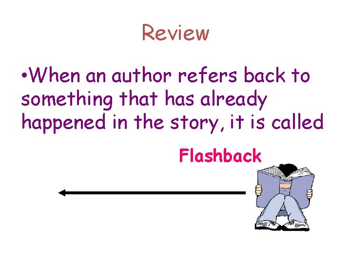 Review • When an author refers back to something that has already happened in