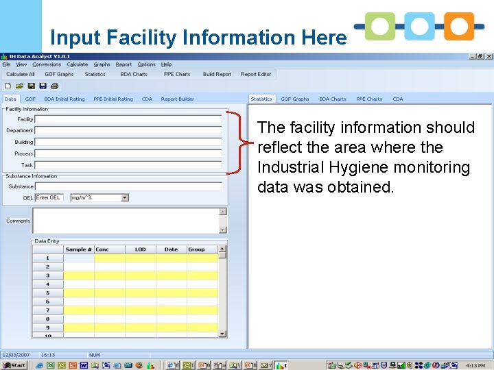 Project Name Input Facility Information Here The facility information should reflect the area where