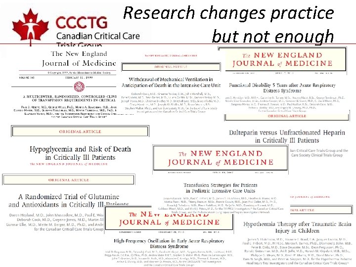 Research changes practice but not enough www. ccctg. ca 19 