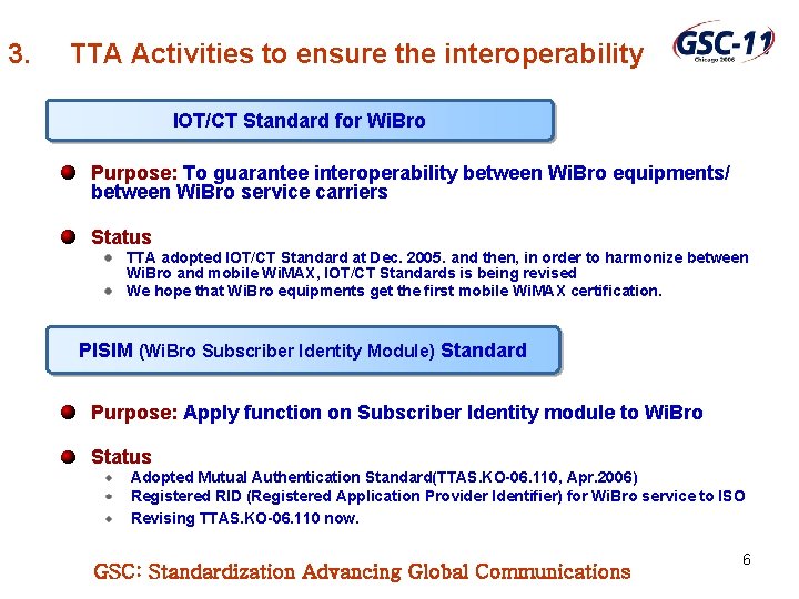 3. TTA Activities to ensure the interoperability IOT/CT Standard for Wi. Bro Purpose: To