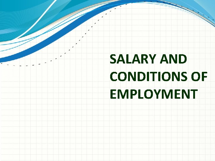 SALARY AND CONDITIONS OF EMPLOYMENT 