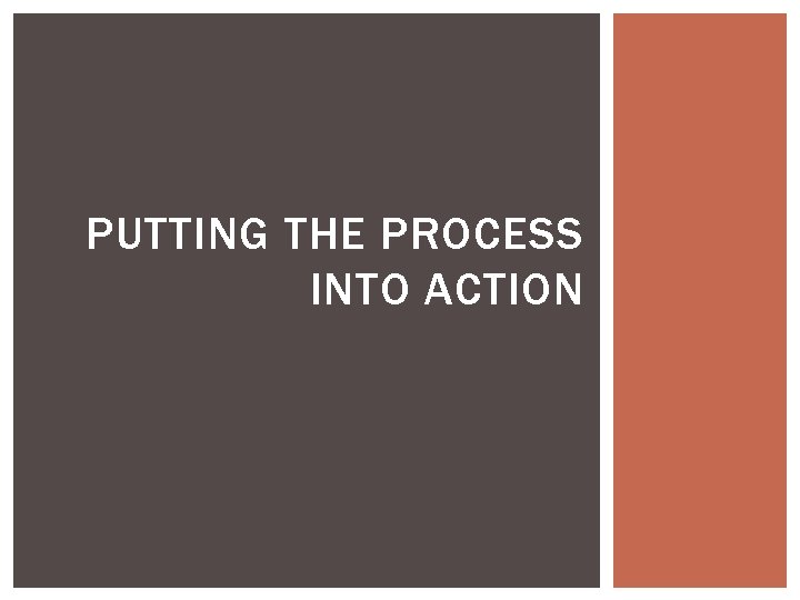 PUTTING THE PROCESS INTO ACTION 