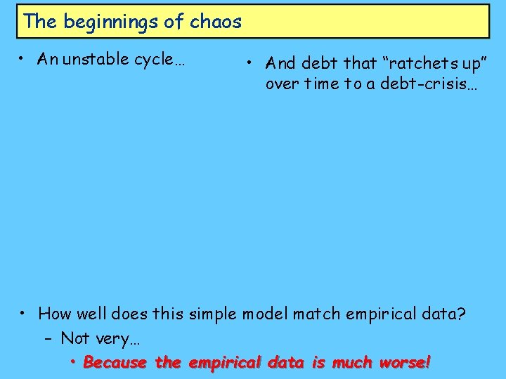The beginnings of chaos • An unstable cycle… • And debt that “ratchets up”