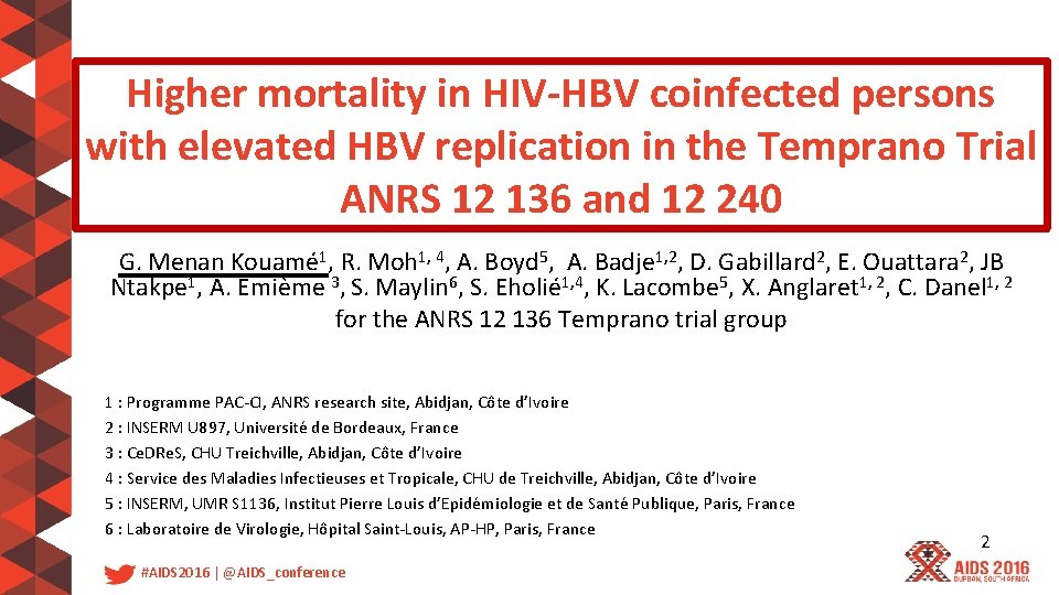 Higher mortality in HIV-HBV coinfected persons with elevated HBV replication in the Temprano Trial