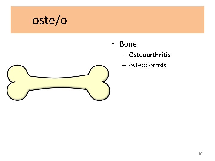 oste/o • Bone – Osteoarthritis – osteoporosis 39 