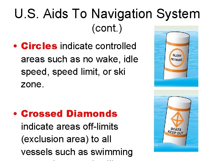 U. S. Aids To Navigation System (cont. ) • Circles indicate controlled areas such