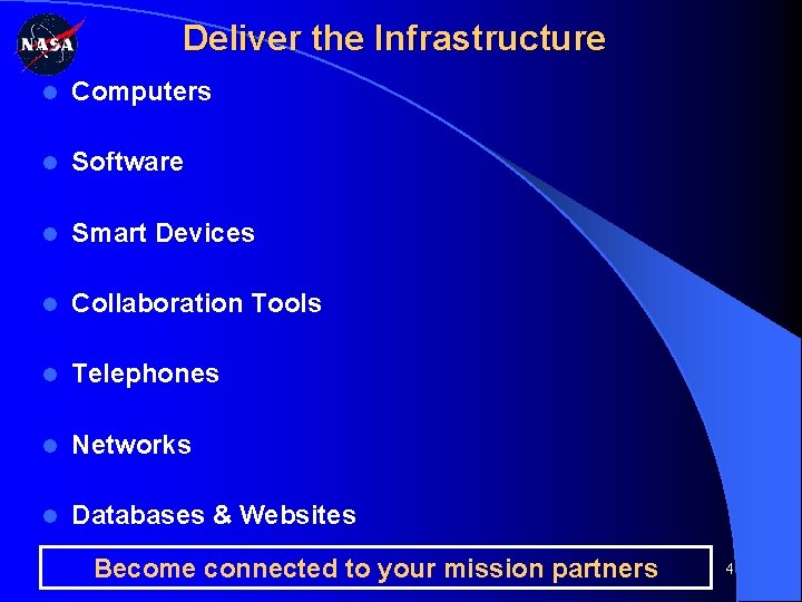 Deliver the Infrastructure l Computers l Software l Smart Devices l Collaboration Tools l