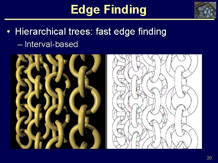 Edge Finding • Hierarchical trees: fast edge finding – Interval-based 20 