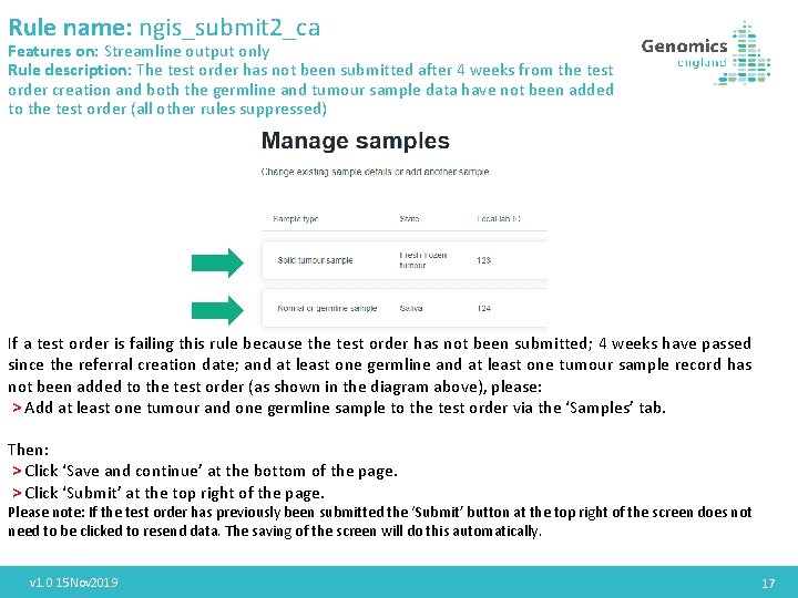 Rule name: ngis_submit 2_ca Features on: Streamline output only Rule description: The test order